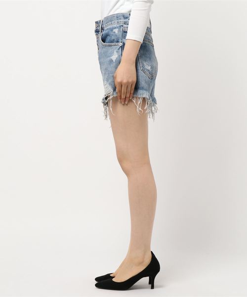 CRASH DENIM SHORT PANTS/クラッシュデニムショートパンツ