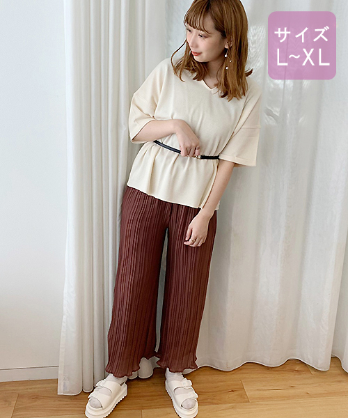 apres jour(アプレジュール)の「【大きいサイズ】ハニカムキーネックT【ZOZOTOWN限定アイテム】(Tシャツ/カットソー・レディース・ブラック/カーキ/オレンジ系その他/ブラウン系その他/スモークピンク/モカ/アイボリー/その他・X-LARGE)」の12枚目の写真