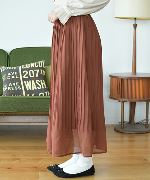 PairPair(ペアペア)の「シフォンプリーツロングスカート(スカート・レディース・ダークブラウン/ベージュ/パープル系その他・FREE)」の14枚目の写真