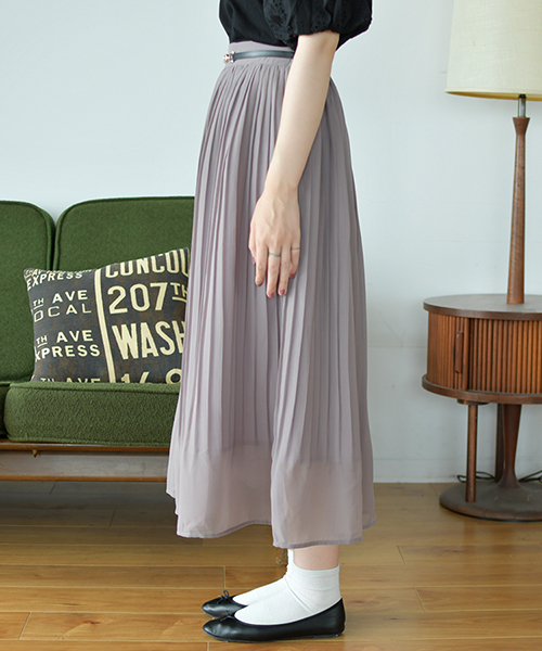 PairPair(ペアペア)の「シフォンプリーツロングスカート(スカート・レディース・ダークブラウン/ベージュ/パープル系その他・FREE)」の8枚目の写真