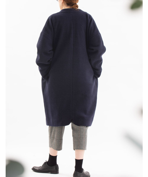 美品⁂ノップドゥノッド⁂ ウール圧縮ニットノーカラーショートコート　2way M ショートジャケット レディース 秋冬 ショートコート 40代 50代