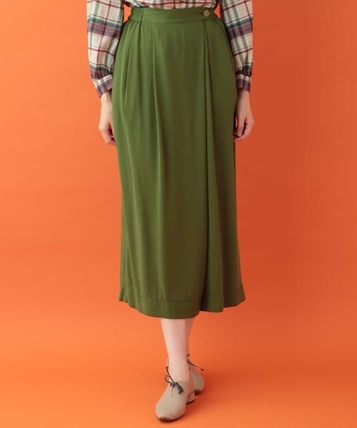 Jocomomola(ホコモモラ)の「レーヨンタックワイドパンツ(その他パンツ・レディース・グリーン/サンドベージュ・40)」の3枚目の写真