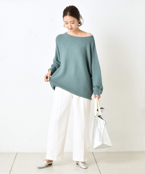 DouDou(ドゥドゥ)の「ホールガータボートネックプルオーバー(ニット/セーター・レディース・ブラウン/モスグリーン/ホワイト系その他・FREE)」の5枚目の写真