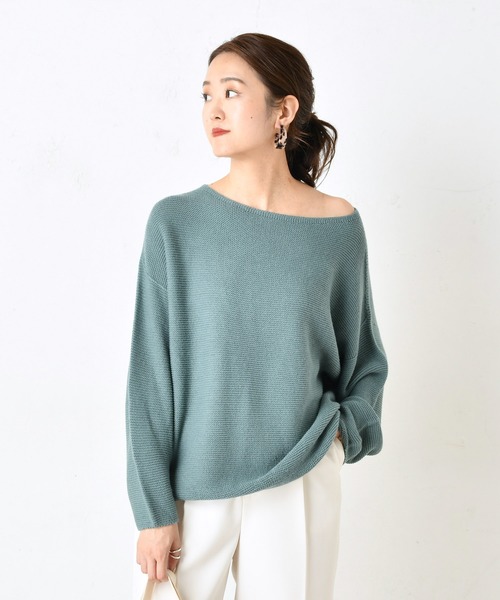 DouDou(ドゥドゥ)の「ホールガータボートネックプルオーバー(ニット/セーター・レディース・ブラウン/モスグリーン/ホワイト系その他・FREE)」の8枚目の写真