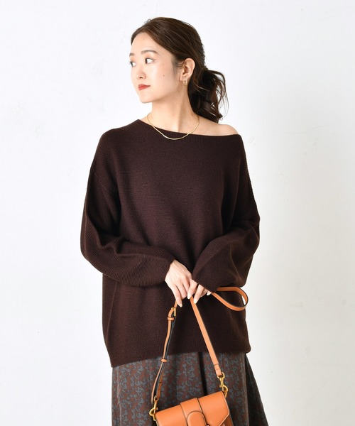 DouDou(ドゥドゥ)の「ホールガータボートネックプルオーバー(ニット/セーター・レディース・ブラウン/モスグリーン/ホワイト系その他・FREE)」の12枚目の写真