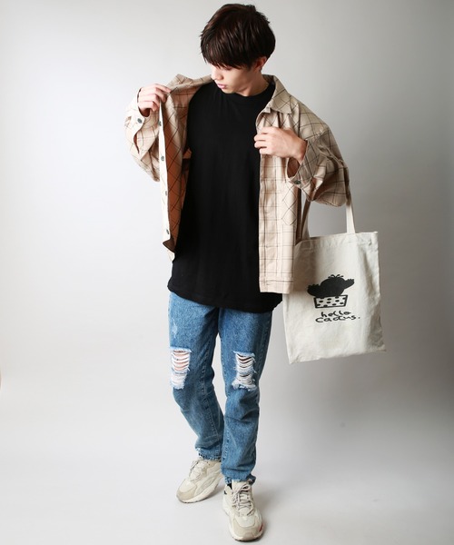 WESTSEA(ウエストシー)の「ビッグシルエット チェック柄シャツ(シャツ/ブラウス・メンズ・ブラック/ベージュ/ネイビー/ピンク・M/L)」の1枚目の写真