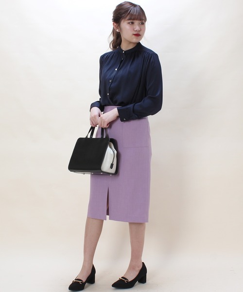 TRUDEA(トルディア)の「ヴィンテージサテン バンドカラーブラウス(シャツ/ブラウス・レディース・ホワイト/アイボリー/ベージュ/ネイビー/ピンク・MEDIUM/LARGE)」の14枚目の写真