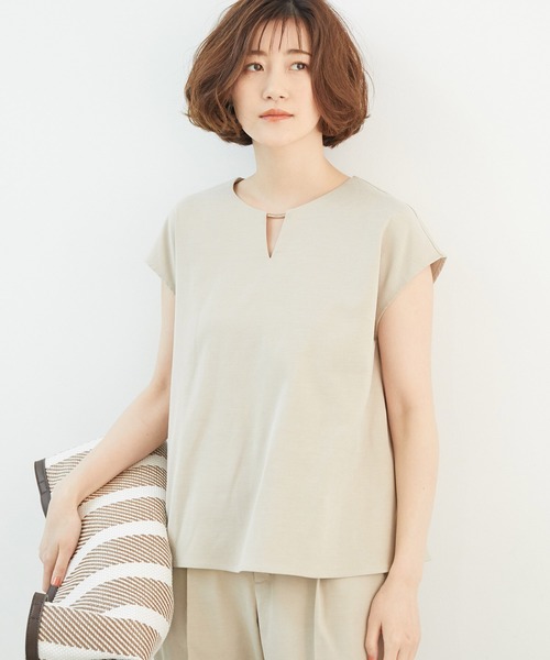ROPE' PICNIC(ロペピクニック)の「【セットアップ対応】麻調バックボリュームブラウス(シャツ/ブラウス)」|ベージュ