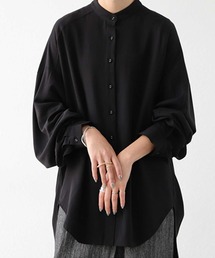 スタンドカラーロングシャツ
