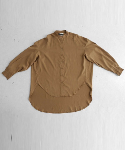 antiqua(アンティカ)の「スタンドカラーロングシャツ(シャツ/ブラウス・レディース・オフホワイト/カーキ/ネイビー/モカ/ブラック・FREE)」の16枚目の写真