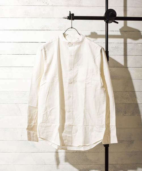 NO WAY（ノーウェイ）の「/select ITEM/オックスフォードストレッチバンドカラーシャツ（シャツ/ブラウス・メンズ・オフホワイト/ネイビー/ブラック/ベージュ/ワインレッド/オリーブドラブ/ブルー/グレー/サックスブルー・MEDIUM/LARGE/X-LARGE/SMALL）」の2枚目の写真