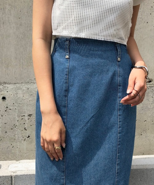 &g'aime（アンジェム）の「【&g'aime】デニムタイトスカート/ロングスカート（デニムスカート・レディース・ブルー/ブラック・FREE）」の6枚目の写真