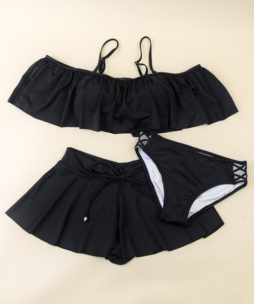 LEAD(リード)の「オフショル×レースアップビキニ3点セット(水着・レディース・ブラック/モカ/パープル系その他・M)」の13枚目の写真