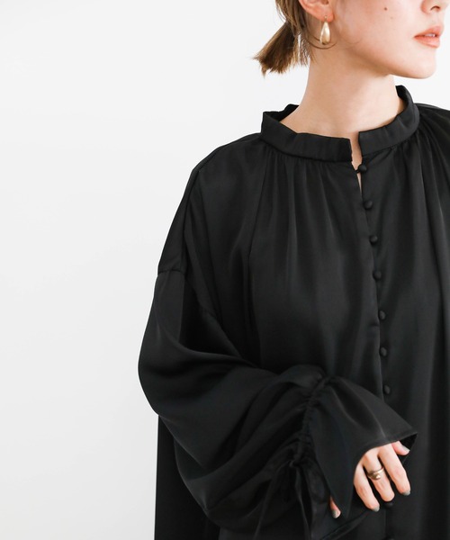 select MOCA(セレクトモカ)の「サテンバルーンスリーブスタンドチュニックシャツ(シャツ/ブラウス・レディース・ライトベージュ/カーキ/ブラック・FREE)」の20枚目の写真