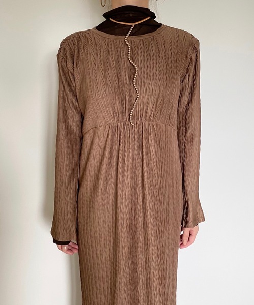 CFT.(シフト)の「CFT. Herringbone cuff slit OP(ワンピース・レディース・ラベンダー/ミント/ホワイト/モカ・FREE)」の9枚目の写真