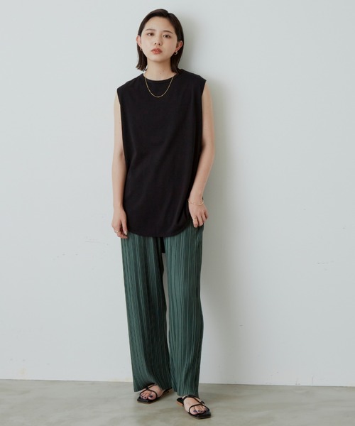 Aunt Marie's(アントマリーズ)の「ランダムプリーツカットパンツ / AUNT MARIE'S(その他パンツ・レディース・ブラウン/モカ/ブラック/グリーン/アイボリー/チャコールグレー/ライトグリーン/ブルー・FREE)」の12枚目の写真