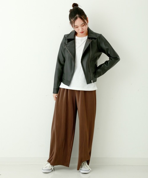 n'ee-ne(ネーネ)の「フェイクレザーライダース(ライダースジャケット・レディース・ブラック・M/L)」の6枚目の写真