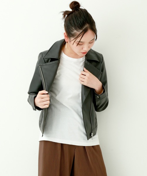 n'ee-ne(ネーネ)の「フェイクレザーライダース(ライダースジャケット・レディース・ブラック・M/L)」の13枚目の写真