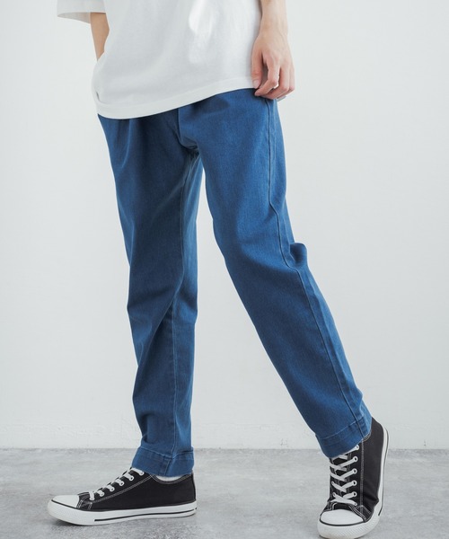 Mark Gonzales（マーク・ゴンザレス）の「MARK GONZALES マークゴンザレス 別注 ストレッチツイルワイドスケーターシェフパンツ（デニムパンツ・メンズ・ベージュ/ブラック/ブルー/ネイビー/サックスブルー/アイボリー/オリーブ・M/L/XL）」の7枚目の写真