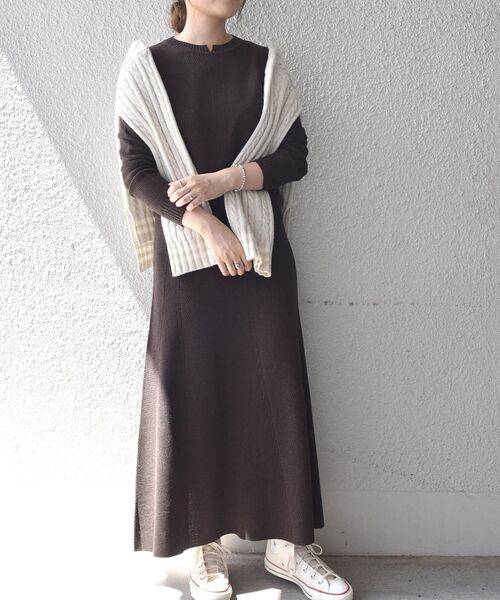 セール Ships Any フレーム ニット ロングフレアワンピース ワンピース Ships Any シップス エニィ のファッション通販 Zozotown