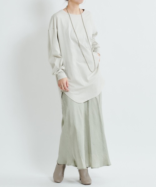 DouDou(ドゥドゥ)の「【AW】BIG T(無地ロンT)(Tシャツ/カットソー・レディース・ライトベージュ/オフホワイト/チャコールグレー・FREE)」の6枚目の写真