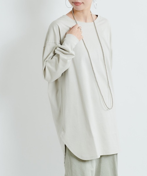 DouDou(ドゥドゥ)の「【AW】BIG T(無地ロンT)(Tシャツ/カットソー・レディース・ライトベージュ/オフホワイト/チャコールグレー・FREE)」の7枚目の写真