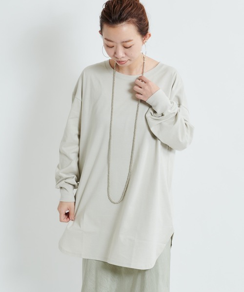 DouDou(ドゥドゥ)の「【AW】BIG T(無地ロンT)(Tシャツ/カットソー・レディース・ライトベージュ/オフホワイト/チャコールグレー・FREE)」の8枚目の写真