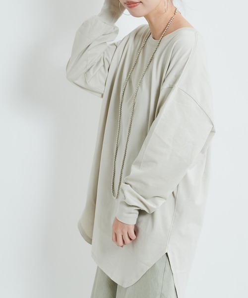 DouDou(ドゥドゥ)の「【AW】BIG T(無地ロンT)(Tシャツ/カットソー・レディース・ライトベージュ/オフホワイト/チャコールグレー・FREE)」の10枚目の写真