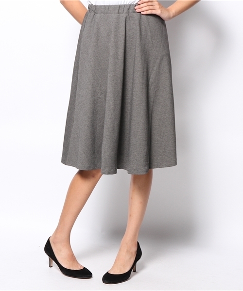 DISCOAT（ディスコート）の「【Discoat】ポンチヒザ下フレアスカート（スカート・レディース・チャコールグレー/ブラック/オフホワイト・ﾌﾘ-）」の4枚目の写真