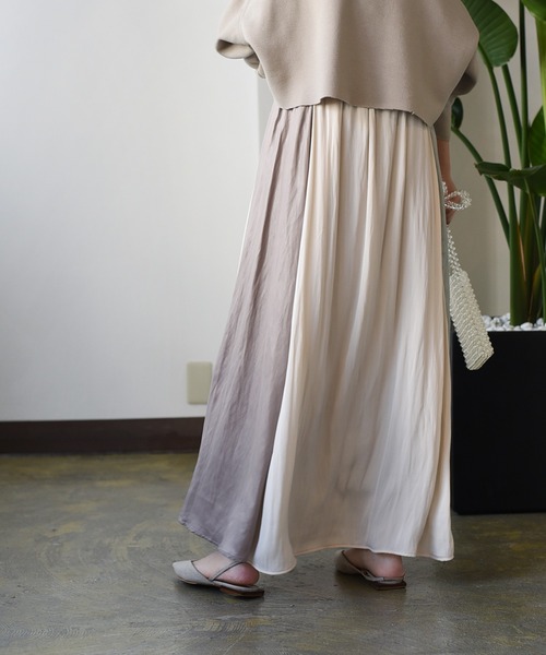 Eimee Law（エイミーロウ）の「配色タックフレアーSK（スカート・レディース・グレー/アイボリー/ネイビー・38）」の5枚目の写真