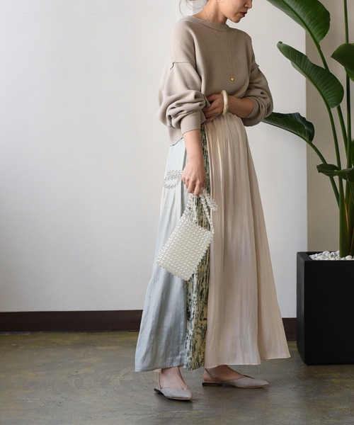Eimee Law（エイミーロウ）の「配色タックフレアーSK（スカート・レディース・グレー/アイボリー/ネイビー・38）」の9枚目の写真