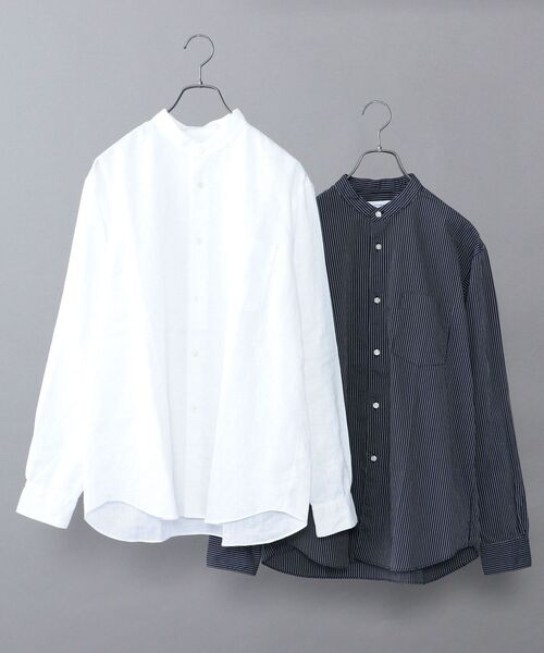 SHIPS any（シップス エニィ）の「【WEB限定】SHIPS any: 2枚パック バンドカラー シャツ◇（シャツ/ブラウス・メンズ・ライトブルー/ベージュ/カーキ/ライトグリーン/ホワイト系その他/ホワイト系その他2/ホワイト系その他3/ホワイト系その他4・SMALL/MEDIUM/LARGE/X-LARGE）」の4枚目の写真