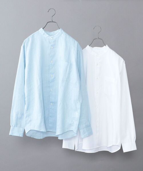 SHIPS any(シップス エニィ)の「【WEB限定】SHIPS any: 2枚パック バンドカラー シャツ 2021 SPRING◇(シャツ/ブラウス)」|ライトブルー