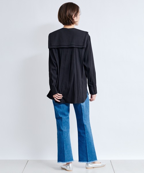 DouDou（ドゥドゥ）の「セーラー襟2WAYブラウス（シャツ/ブラウス・レディース・オフホワイト/ブラック・FREE）」の6枚目の写真