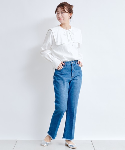 DouDou（ドゥドゥ）の「セーラー襟2WAYブラウス（シャツ/ブラウス・レディース・オフホワイト/ブラック・FREE）」の18枚目の写真