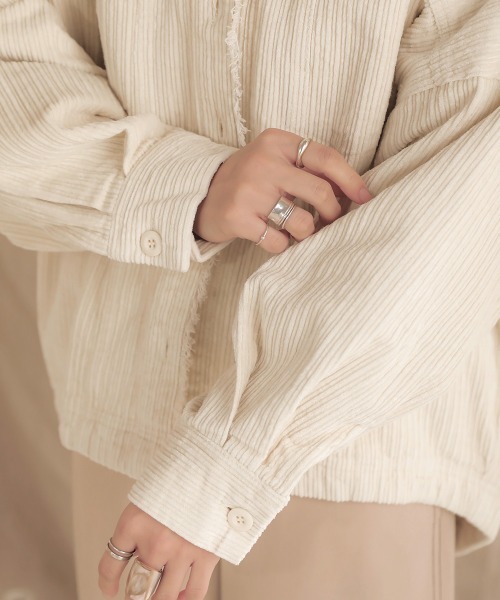 Bab(バブ)の「コーデュロイノ―カラージャケット(ノーカラーコート・レディース・チャコールグレー/ピンク/アイボリー/ベージュ・38)」の14枚目の写真