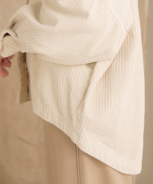 Bab(バブ)の「コーデュロイノ―カラージャケット(ノーカラーコート・レディース・チャコールグレー/ピンク/アイボリー/ベージュ・38)」の15枚目の写真