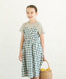 pairmanon | 重ね着風 半袖チェックフレア ワンピース(ワンピース)