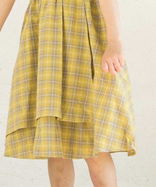 pairmanon（ペアマノン）の「重ね着風 半袖チェックフレア ワンピース（ワンピース・キッズ・ブラック/モカ/アイボリー/グレイッシュベージュ/グレー・90/130/140/120/100/110/150）」の15枚目の写真