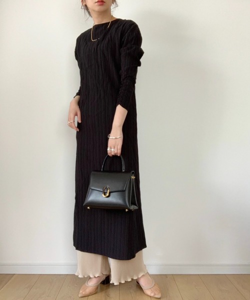 INTER FACTORY（インターファクトリー）の「WEARISTA maiko - ３wayポケット付Iラインワンピース　made in INTER FACTORY（シャツワンピース・レディース・ブラック/グレイッシュベージュ/キャメル・FREE）」の14枚目の写真