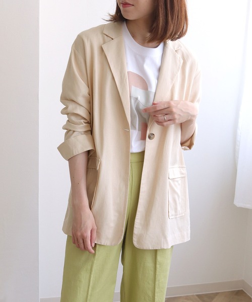 cheriella（シェリエラ）の「【cheriella】リネン混テーラードジャケット（テーラードジャケット・レディース・アイボリー/モカ・M）」の2枚目の写真