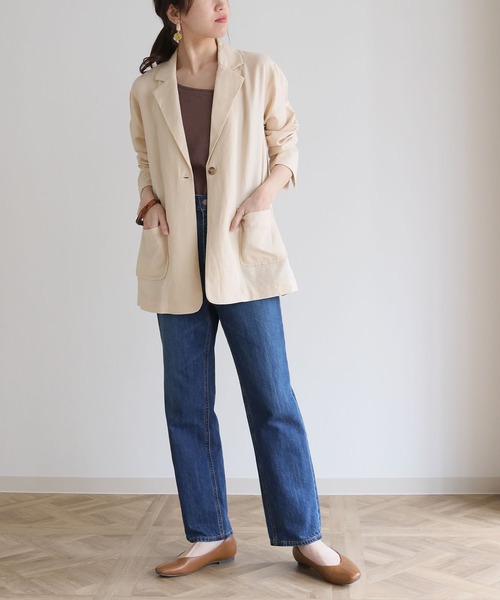 cheriella（シェリエラ）の「【cheriella】リネン混テーラードジャケット（テーラードジャケット・レディース・アイボリー/モカ・M）」の13枚目の写真