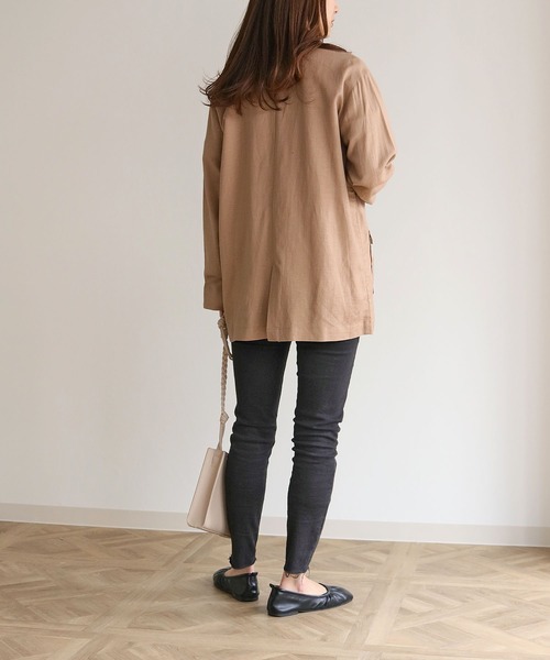 cheriella（シェリエラ）の「【cheriella】リネン混テーラードジャケット（テーラードジャケット・レディース・アイボリー/モカ・M）」の4枚目の写真