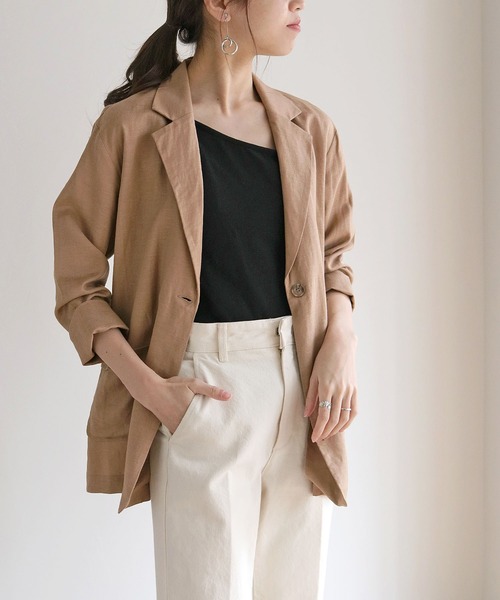 cheriella（シェリエラ）の「【cheriella】リネン混テーラードジャケット（テーラードジャケット・レディース・アイボリー/モカ・M）」の3枚目の写真