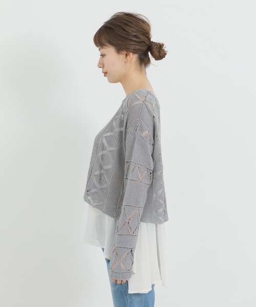 URBAN RESEARCH Sonny Label（アーバンリサーチサニーレーベル）の「インナーセット透かし柄ニット（ニット/セーター・レディース・グレー/オフホワイト/グリーン系その他・FREE）」の10枚目の写真