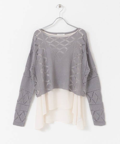 URBAN RESEARCH Sonny Label（アーバンリサーチサニーレーベル）の「インナーセット透かし柄ニット（ニット/セーター・レディース・グレー/オフホワイト/グリーン系その他・FREE）」の12枚目の写真