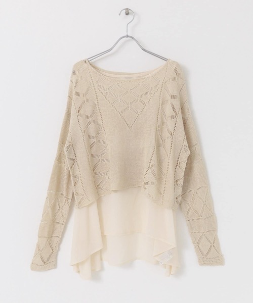 URBAN RESEARCH Sonny Label（アーバンリサーチサニーレーベル）の「インナーセット透かし柄ニット（ニット/セーター・レディース・グレー/オフホワイト/グリーン系その他・FREE）」の13枚目の写真