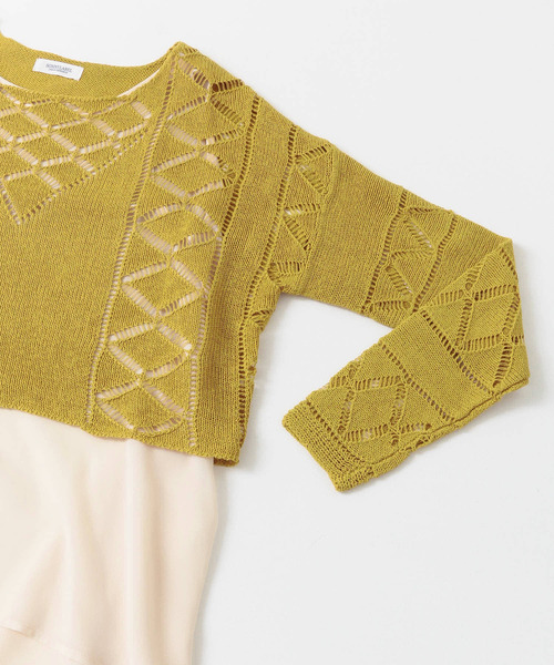 URBAN RESEARCH Sonny Label（アーバンリサーチサニーレーベル）の「インナーセット透かし柄ニット（ニット/セーター・レディース・グレー/オフホワイト/グリーン系その他・FREE）」の16枚目の写真