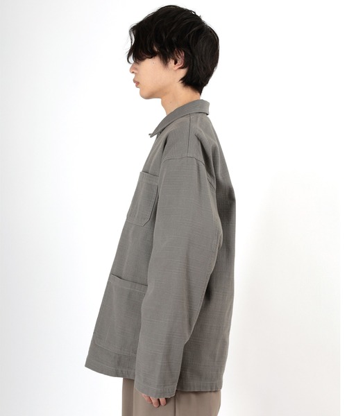 make a ray!(メイク ア レイ!)の「ヘリンボーン カバーオール ワークジャケット/ シャツジャケット/ ライトジャケット(カバーオール・メンズ・グレー/ネイビー・M/L/XL)」の7枚目の写真