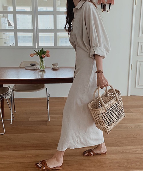 KOR（ケーオーアール）の「ルーズシルエットロングシャツ（シャツ/ブラウス・レディース・ブラック/ブルーグレー/アイボリー・FREE）」の8枚目の写真